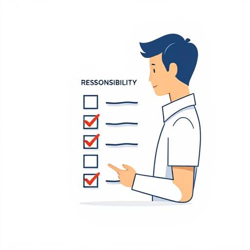 Icon depicting a person checking a checklist, representing user responsibilities.